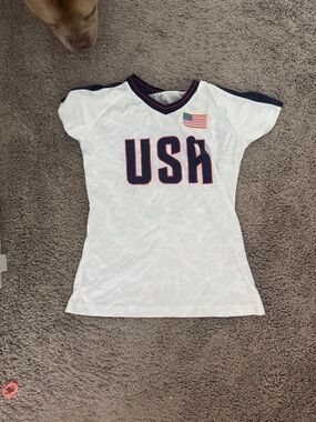 Just USA White Jersey with Navy and Red USA Lettering